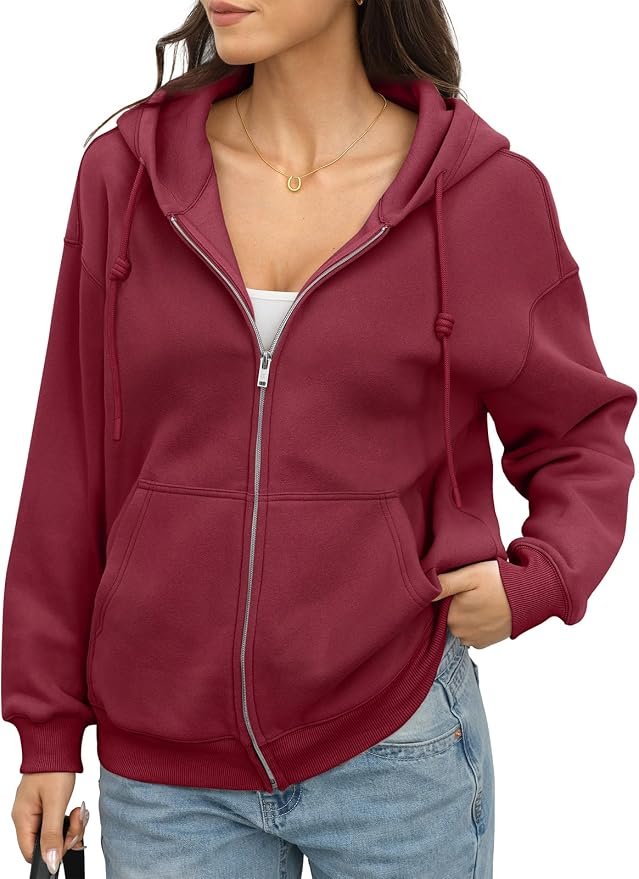 Hoodie brought its own sunshine — EasyGala Womens Fleece Zip Up Hoodies Oversized Casual Fall Jackets Clothes