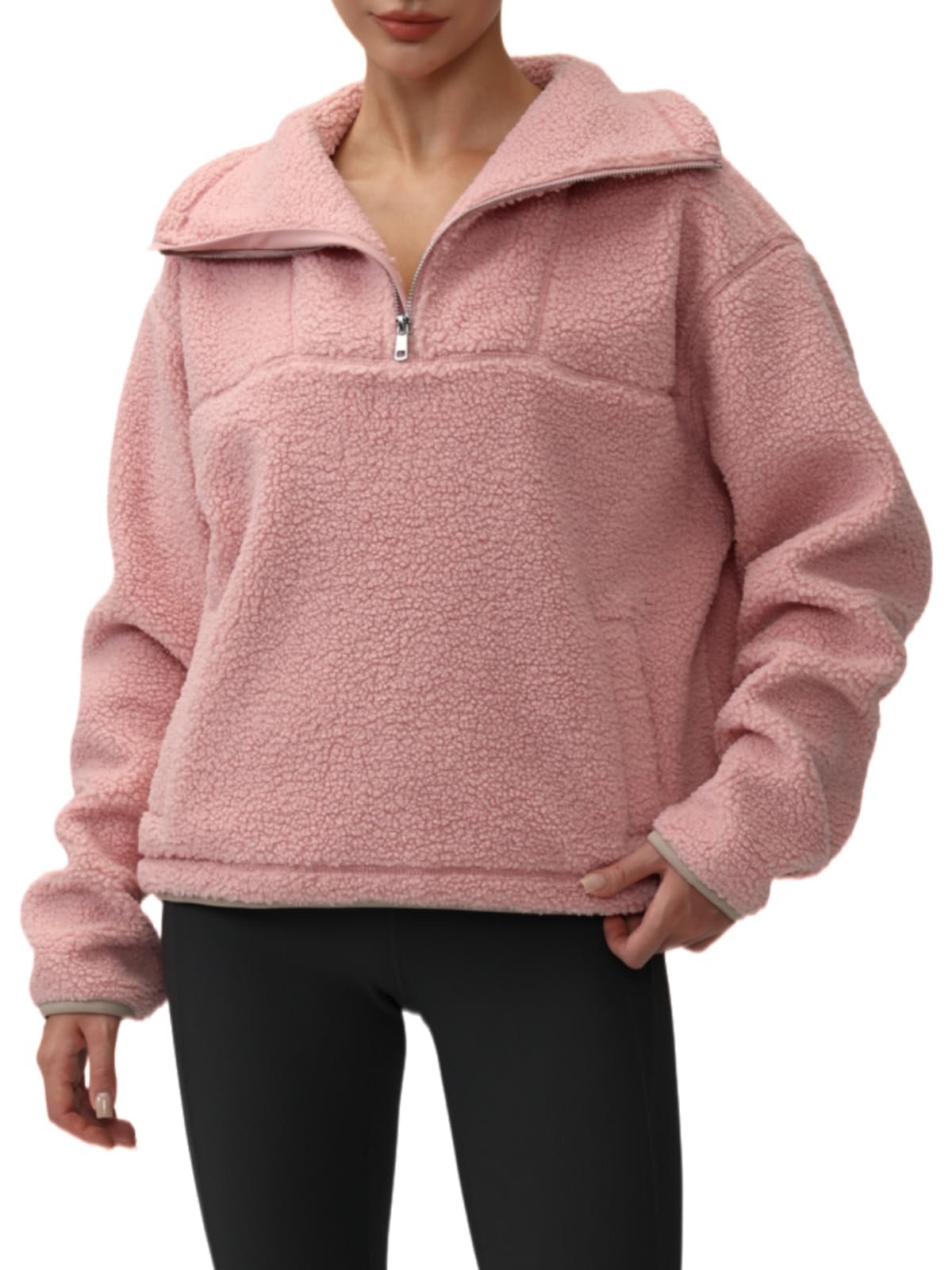 Small plans, strong opinion from Sweatshirt — Aarya Women's Sherpa Fleece Quarter Zip Pullover Oversized Sweatshirt