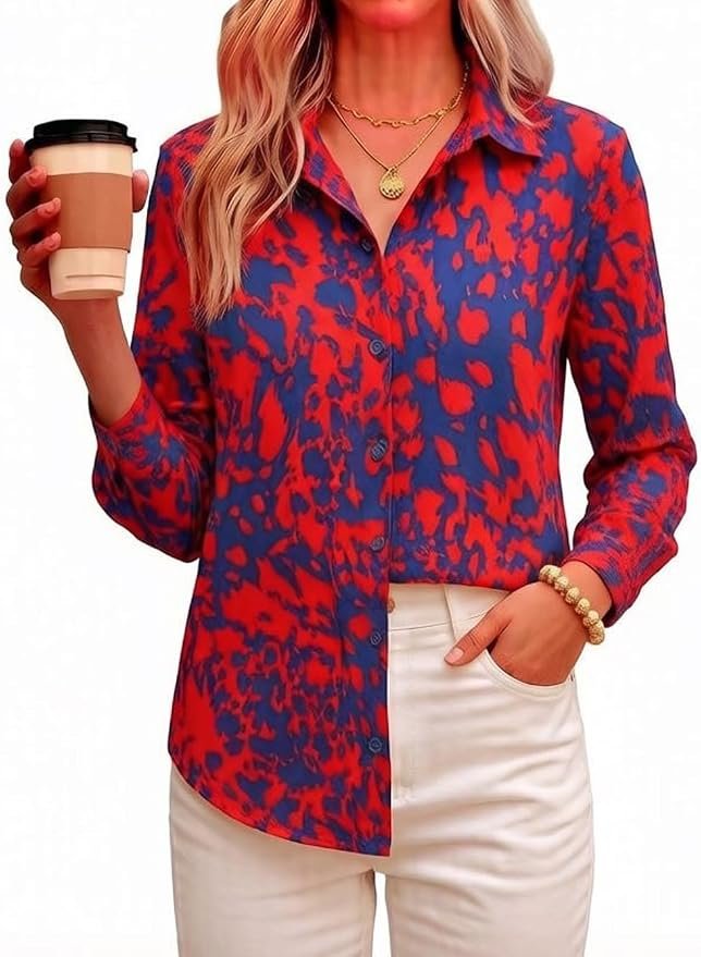 Blouse have me hemming and hawing — Sunnegoo Women's Button Down Shirt Long Sleeve Wrinkle Free Casual Blouse