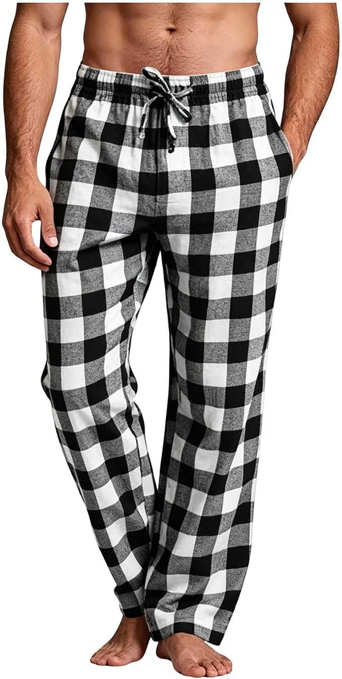 I came for Pants and stayed for the seam joke — Xijieniud Plaid Pajama Pants for Men with Pockets,Fall Winter Outfits