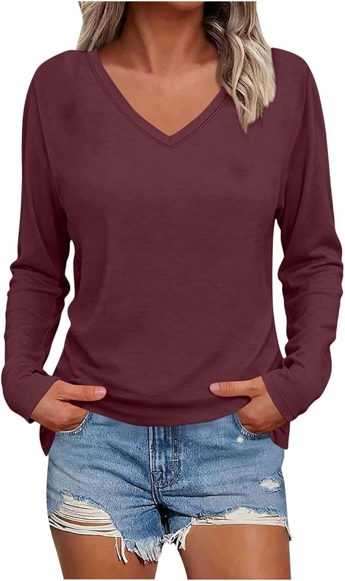 Styling Shirt for a late-night look — Yulinyeah Long Sleeve Shirts for Women,Womens Casual Tops