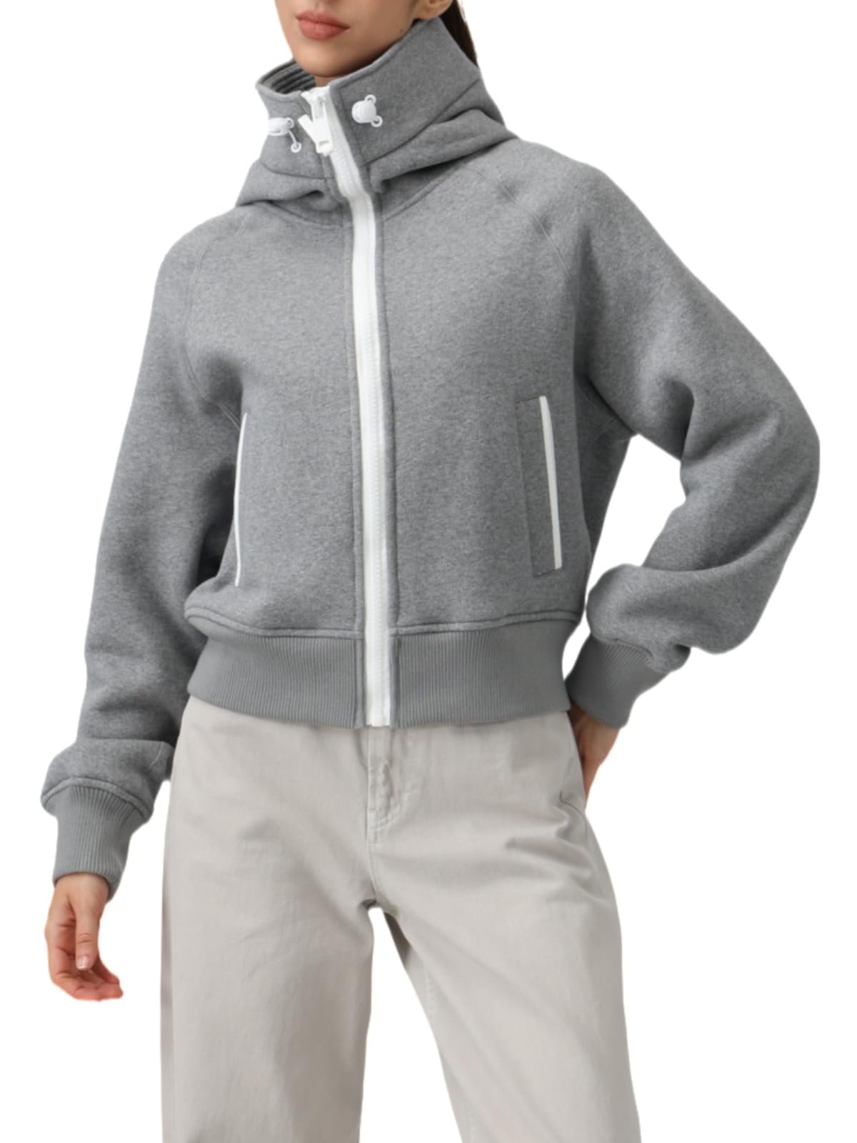 The sunset outfit that began with Cropped Hoodie — Aarya Women's Fleece Zip Up Hoodie Crop Jacket with Pockets