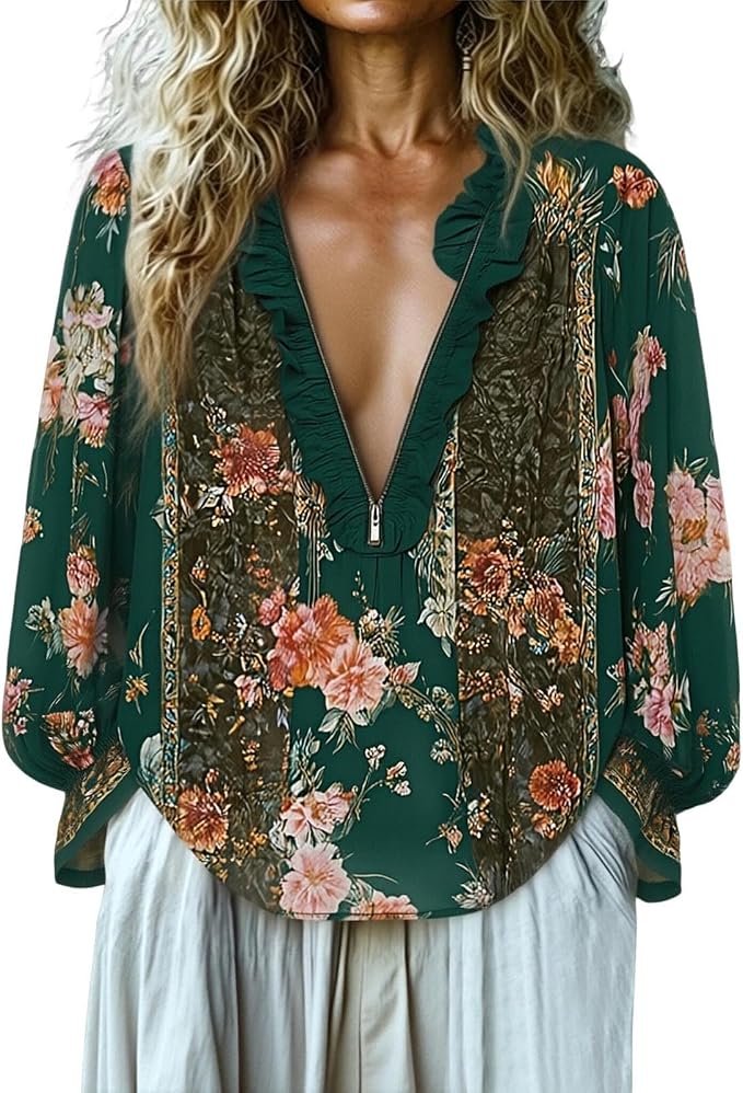 Heat wave, meet Dress — Xijieniud Boho Blouses for Women Dressy Casual Long Sleeve,Fall Outfits