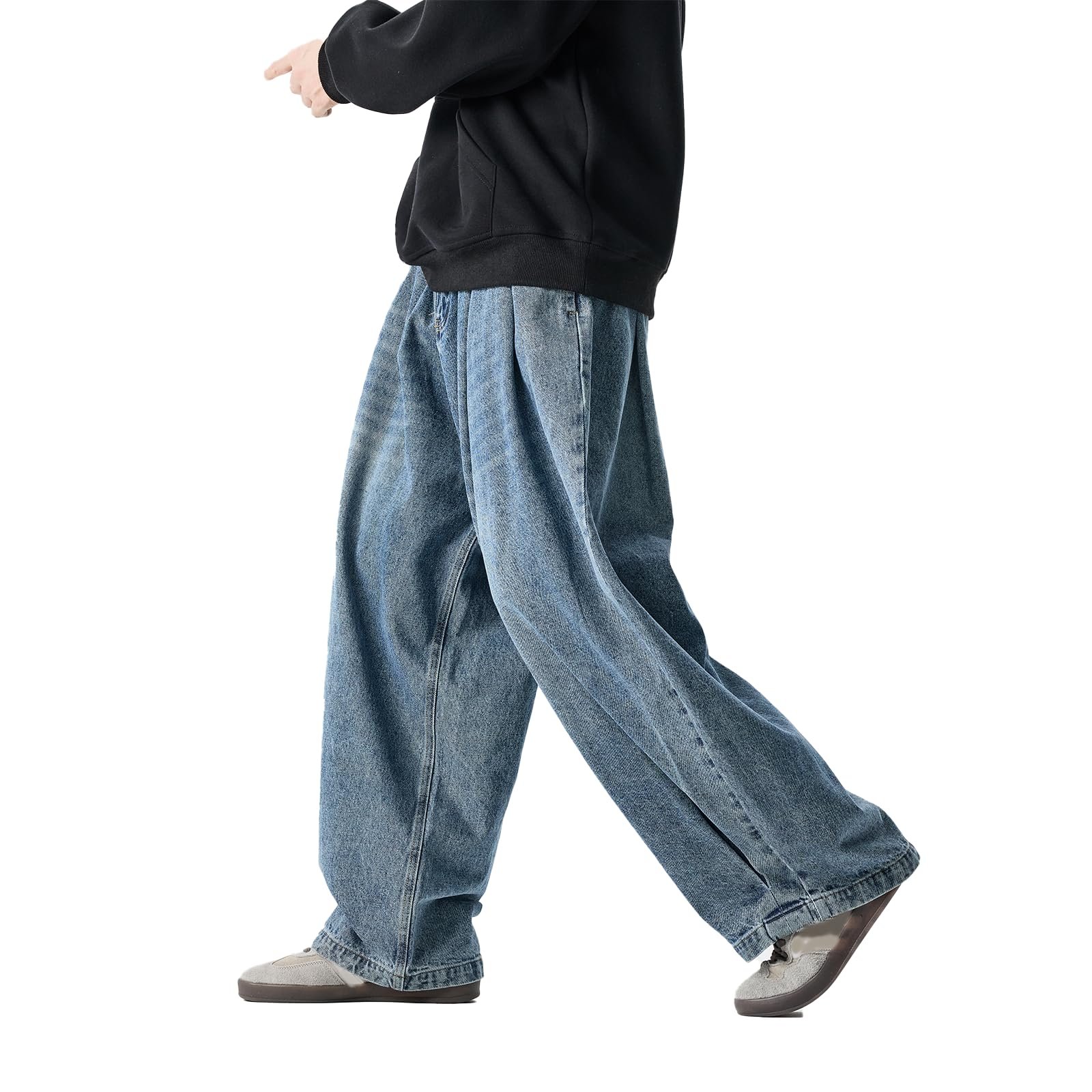 I wore Lightweight Shirt; the day developed a personality — Gmoyd Men's Baggy Pleated Jeans Vintage Washed Pants