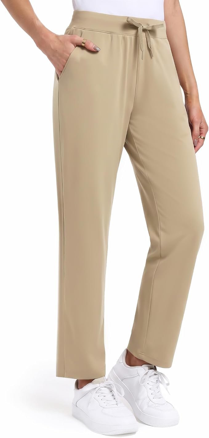 Jacket and Pants made getting dressed suspiciously easy — Iesoco Womens Golf Pants Ankle Straight Leg Pants with Pockets Travel Work