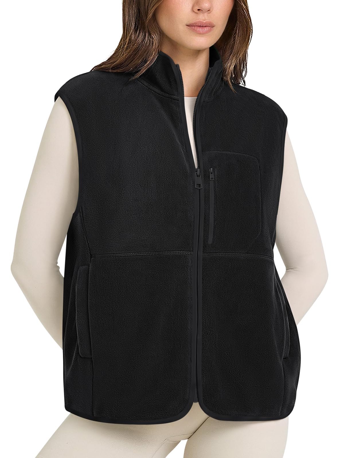 Today's forecast calls for Jacket — Laslulu Womens Fleece Vest Outerwear Sleeveless Zip Up Jacket with Pockets