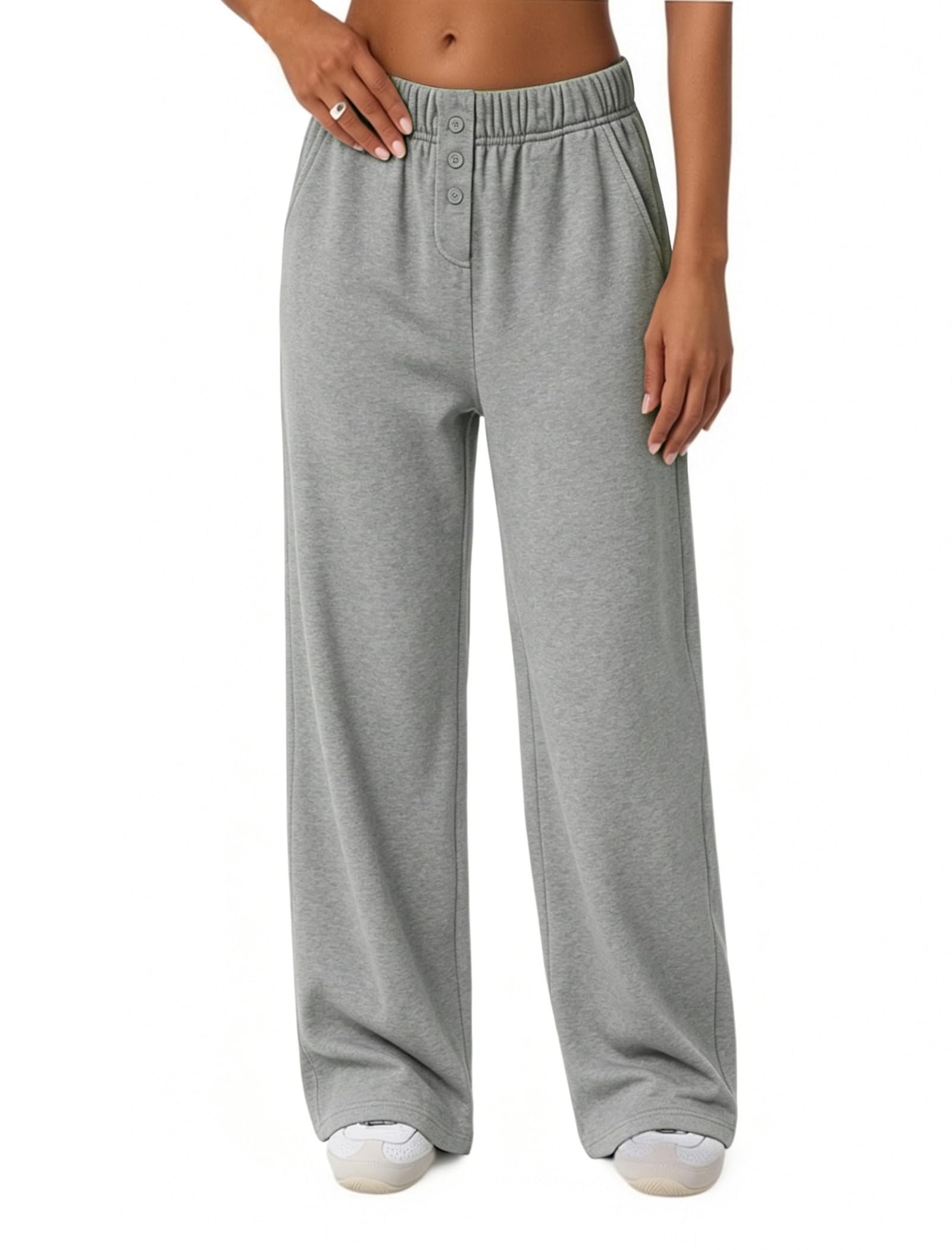 Ruffles at midnight, sweatpants past curfew — Topyogas High Waisted Wide Leg Sweatpants Women Baggy Jogger Pockets Button