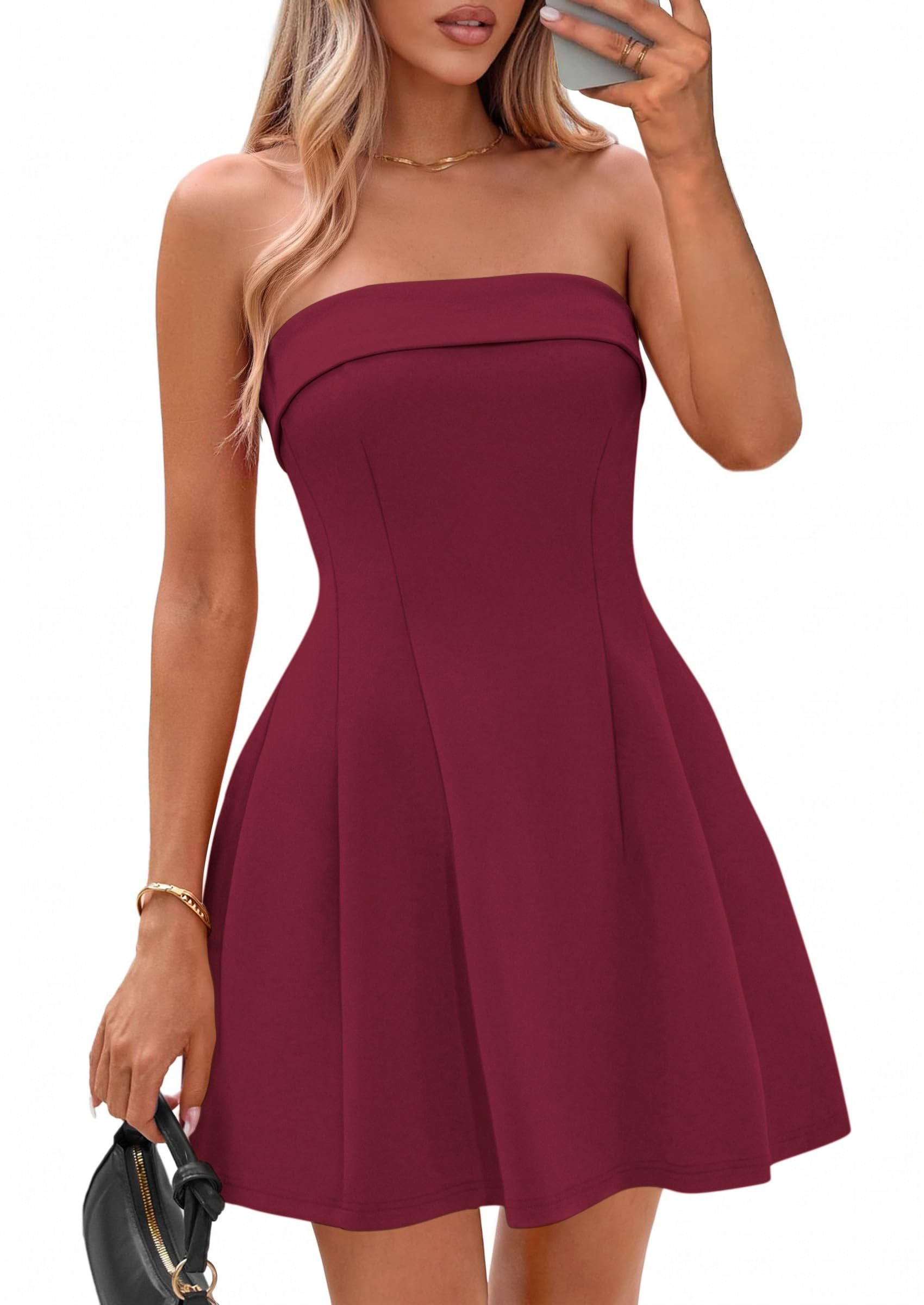 I almost wore jeans to this — Iwd Womens Strapless Tube Mini Dress A Line Elegant Cocktail Short Dresses