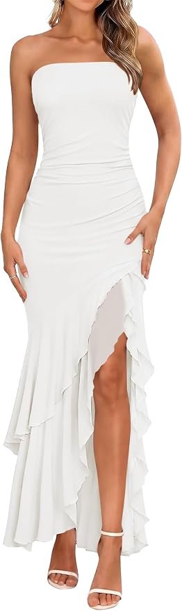 Strapless Dress came ready for the group chat — Iwd Women Strapless Mermaid Bodycon Maxi Dress for Cocktail