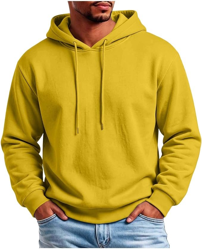 Zipper pockets carry this whole outfit — Yafinmo Fleece Hooded Sweatshirt for Men Drawstring Pullover Casual Hoodies