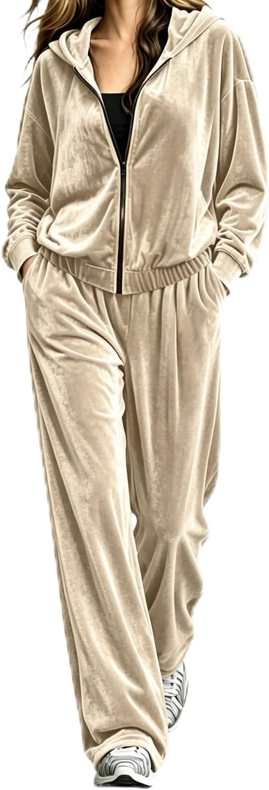Forecast: Velour Tracksuits with a chance of style — Xijieniud Velour Tracksuits for Women Set,Fall Winter Outfits