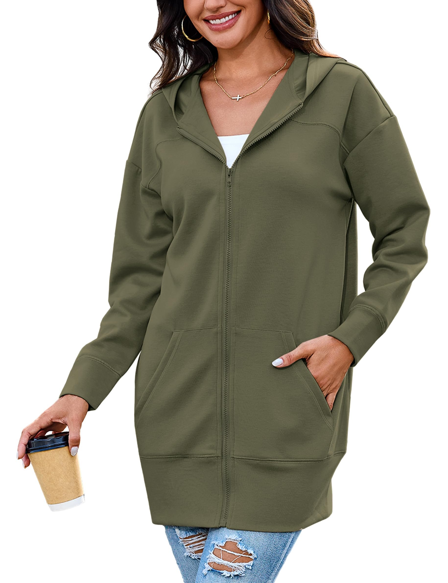 Long hoodie, short attention span — Quenteen 2026 Fall Jackets for Women Long Zip Up Hoodies for Women S-2X