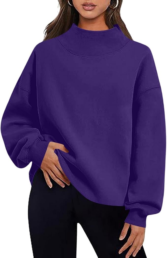 Sweatshirt and Pants made getting dressed suspiciously easy — DrinTran Mock Neck Sweatshirt Women,Womens Sweatshirts