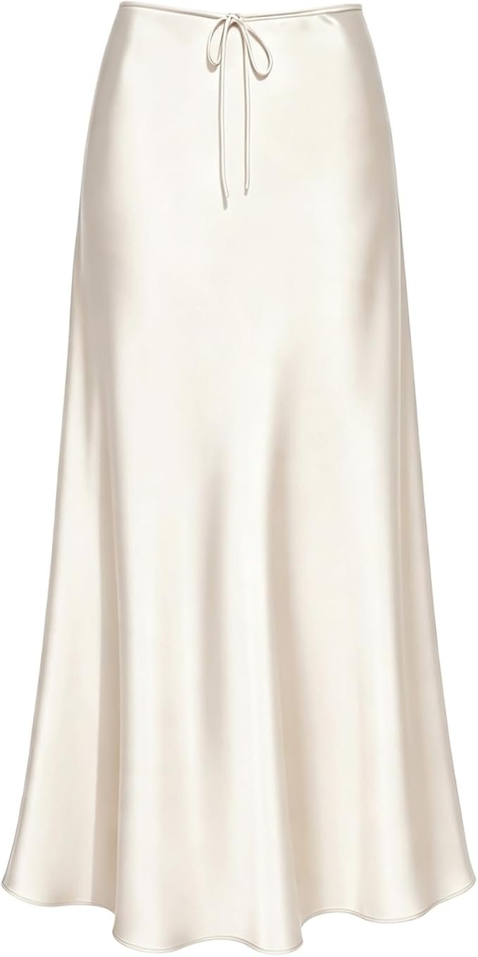 One errand, full fit check: Cropped Jacket — Amy Babe Women's Drawstring Satin Silk Skirt Flowy High Waisted Maxi Skirts
