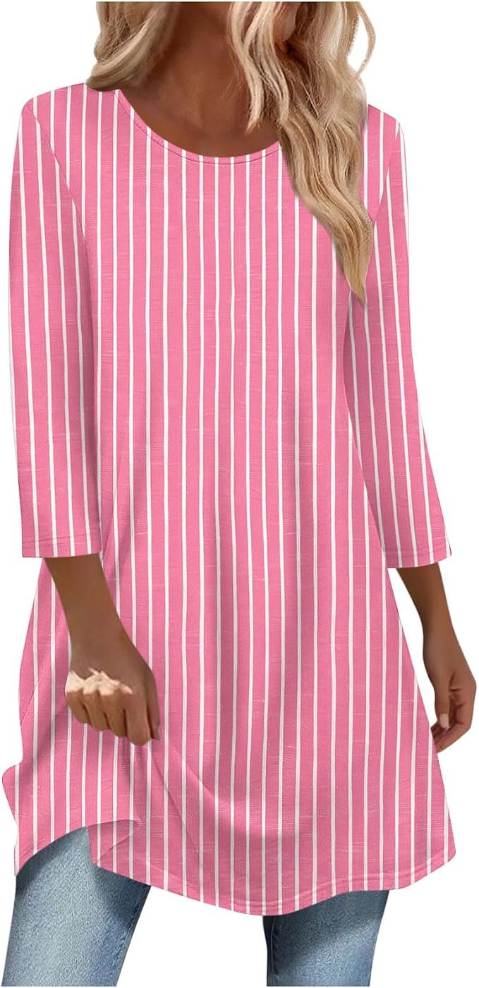 Sun out, Top on — DrinTran Tunics or Tops to Wear with Leggings,3/4 Length Sleeve Womens Tops