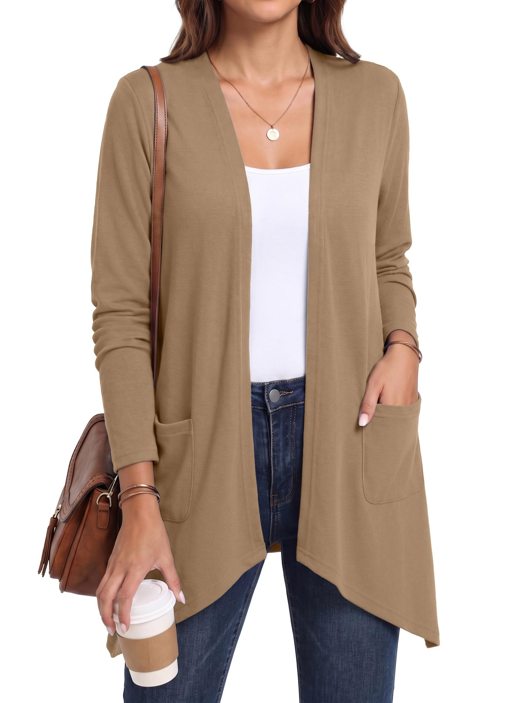 Baggy pants, open cardigan, zero regrets — PrinStory Lightweight Womens Cardigan Long Sleeve Open Front with Pockets