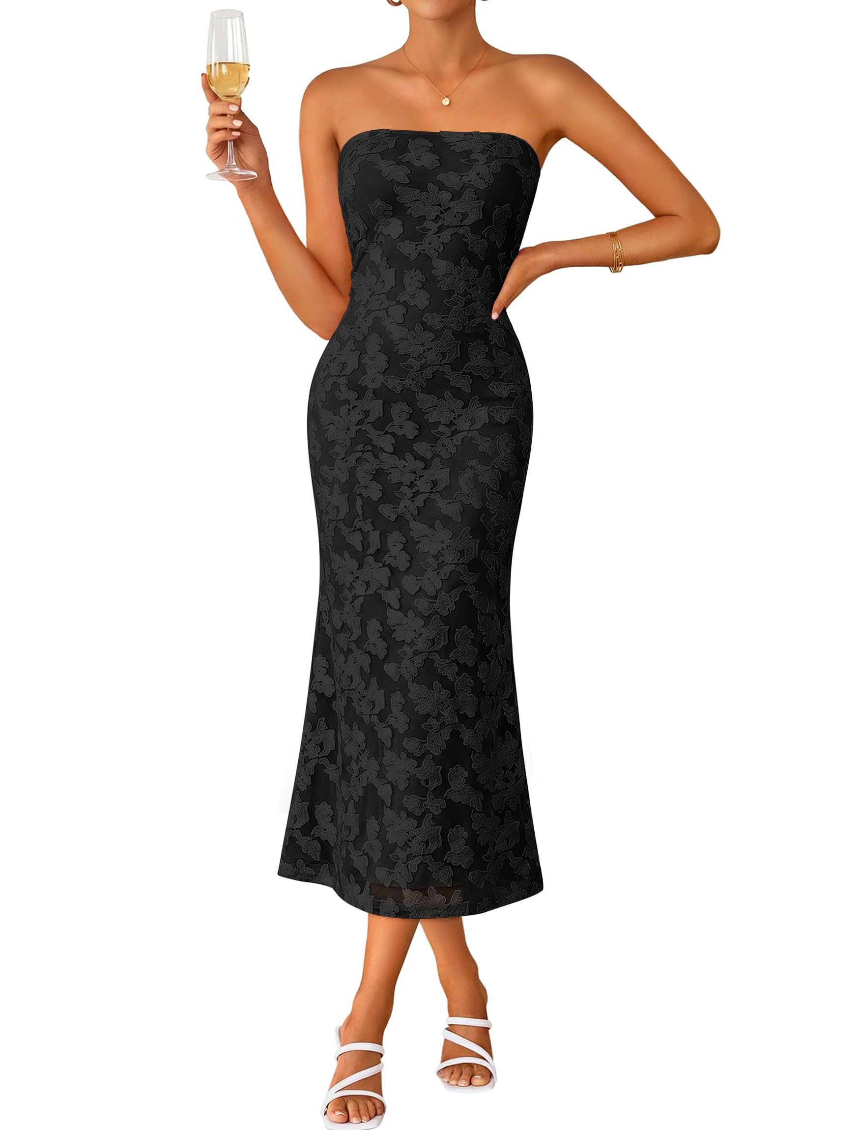 Strapless Dress versus my very unorganized schedule — Iwd Women's Strapless Floral Bodycon Dress Cocktail Wedding Guest Dresses