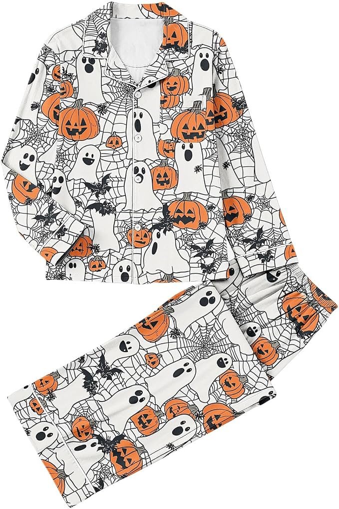 Collared Halloween Pajamas Women 2 has more plans than I do — Ygjtjyd Collared Halloween Pajamas Women 2 Piece Sets Printed Fall Casual