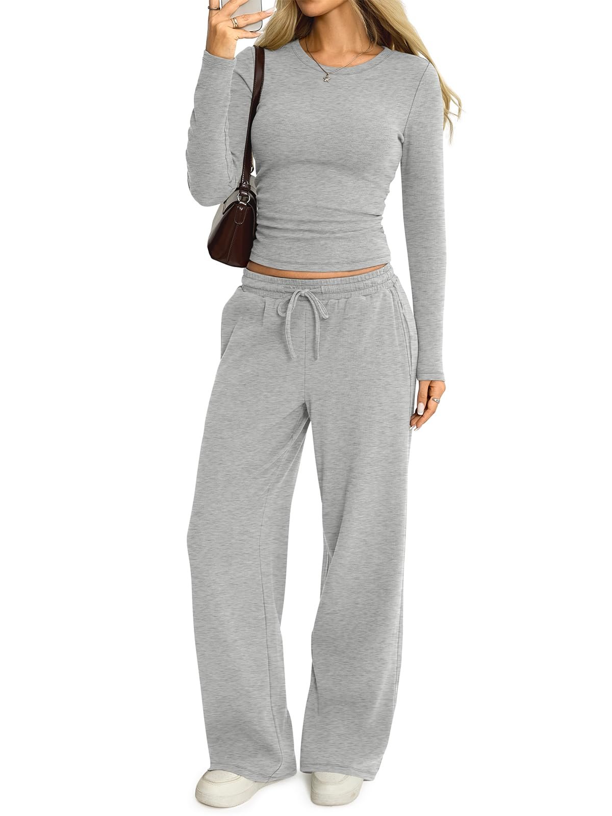 Cold front, warm welcome for Cotton 2 Piece Sets — EasyGala Womens Cotton 2 Piece Sets with Pockets Lounge Sets Fall Trendy