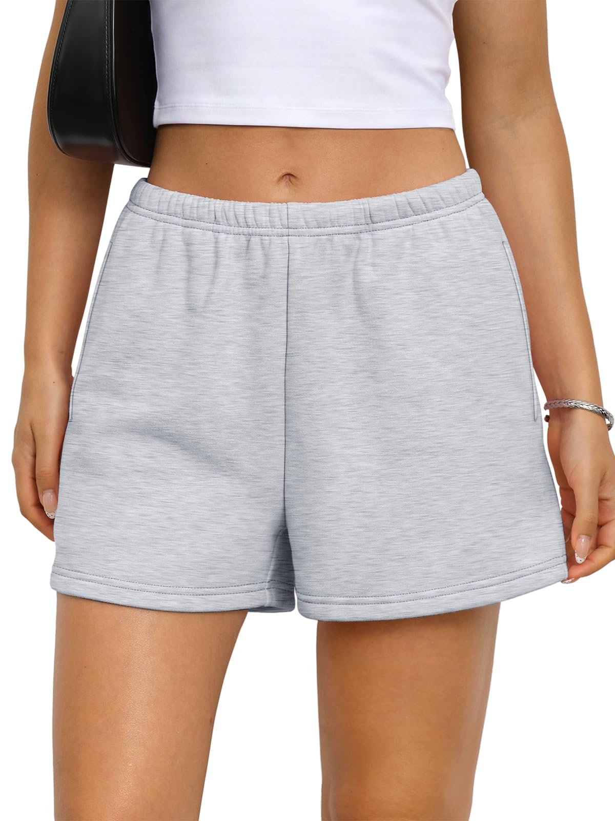 Partly cloudy, fully styled in Boat-Neck Lightweight Top — EasyGala Womens Cotton Sweat Shorts Fleece Lined Comfy Lounge Shorts Casual