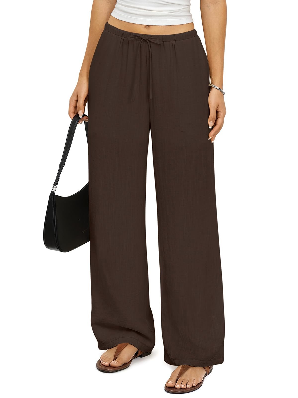 Wind advisory: Strapless Tank Top may steal the scene — EasyGala Womens Wide Leg Linen Pants Casual Palazzo Trousers with Pockets