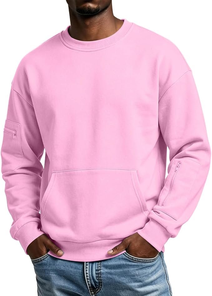 Cold front, warm welcome for Lightweight Pants — Otsant Men's Crewneck Sweatshirt Fleece Basic Long Sleeves Pullover Shirts