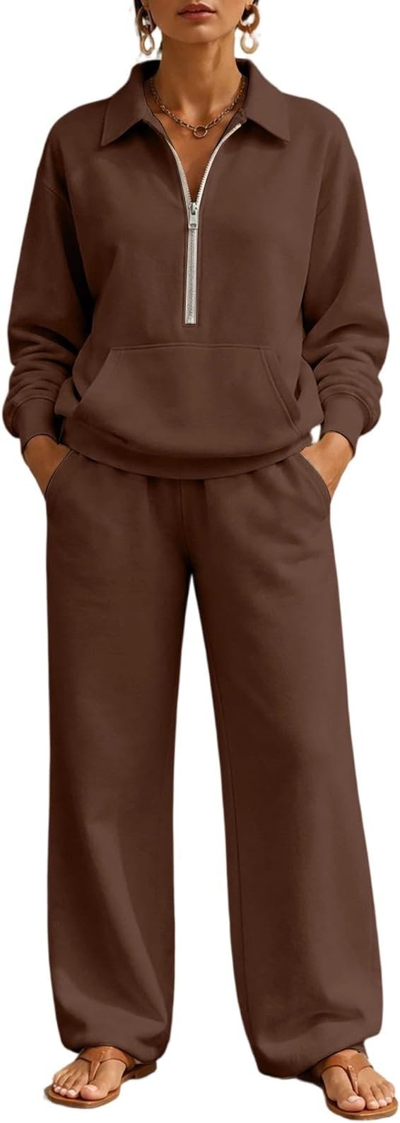 Heat wave, meet Sweatsuits Women 2 Piece Outfit — Xijieniud Sweatsuits Women 2 Piece Outfit Lapel Collar Fall Outfits