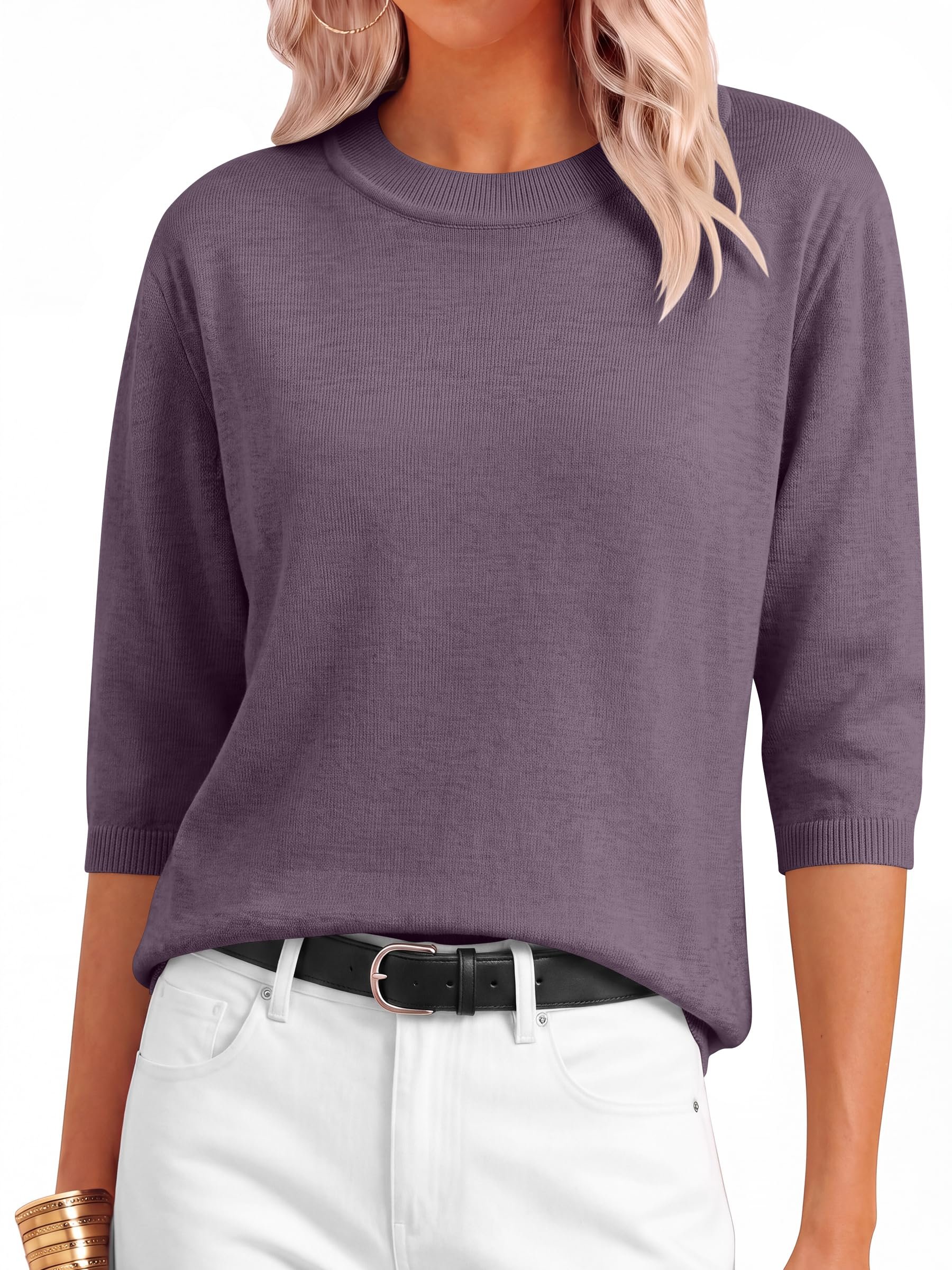 Wool blend meets its ruffled opposite — Anrabess Womens Fall 3/4 Sleeve Sweaters Wool Blend