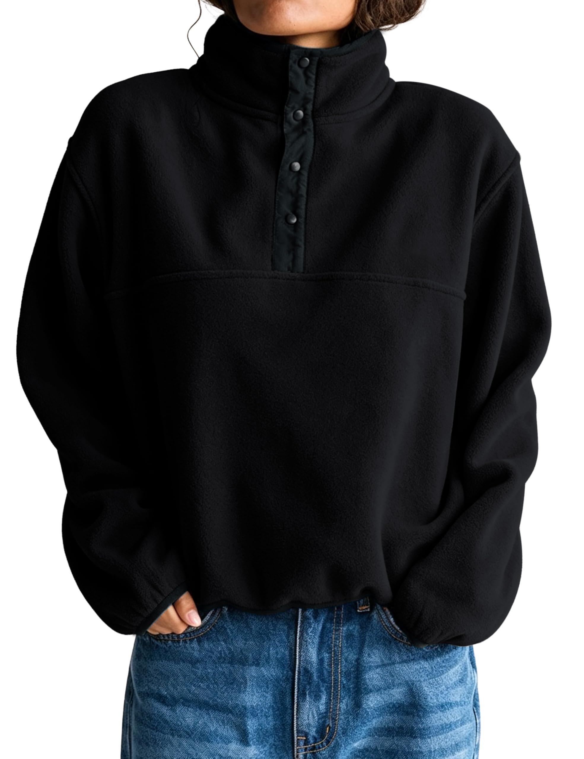 Sweatshirt under the everyday sky — Taqcux Womens Polar Fleece Pullover Contrast Trim Casual Sweatshirt Jacket