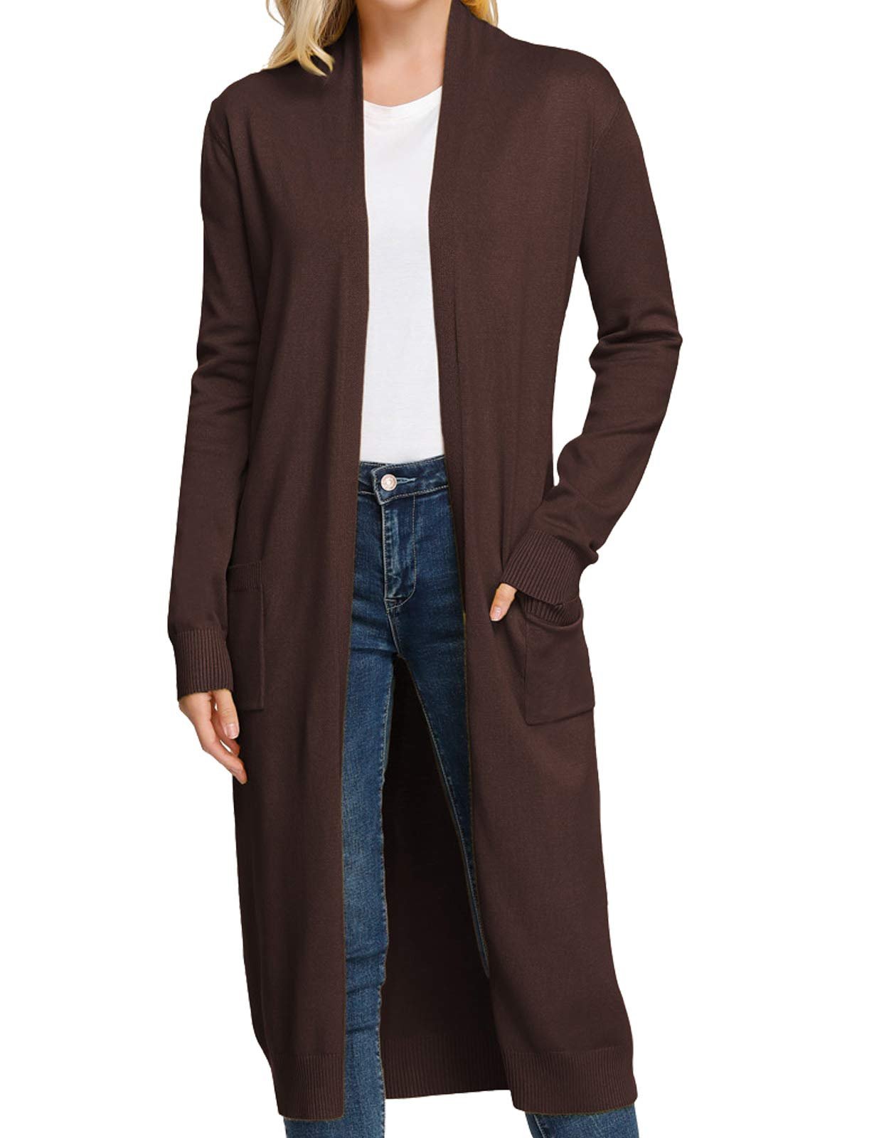 The outlook is bright for Jacket — Grace Karin Essential Solid Open Front Maxi Long Knitted Cardigan Sweater for Women