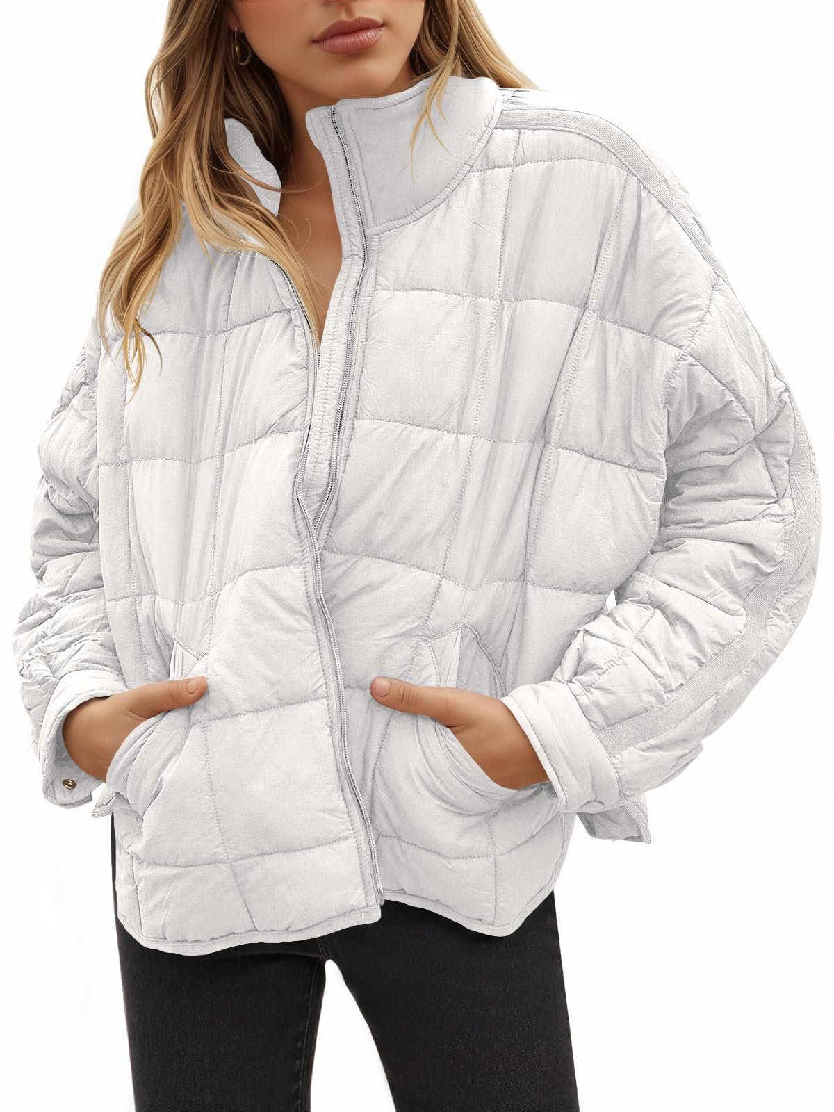 Fit check: Lightweight Jacket chose the whole mood — Aiopr Women's Oversized Lightweight Down Coat Long Sleeve Zip Packable Short Puffer Jackets
