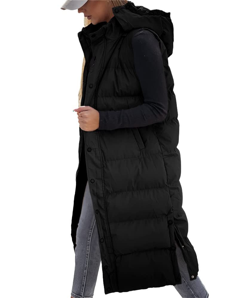 Hood up, sleeves off, no regrets — Grlasen Womens Long Puffer Vest Hooded Sleeveless Winter Coats Quilted Warm Zip Up Padded Outerwear