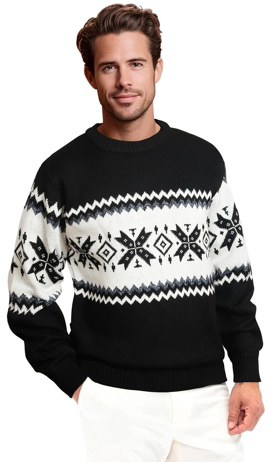 The schedule said casual; Top heard camera-ready — Homelex Mens Pullover Sweater Crew Neck