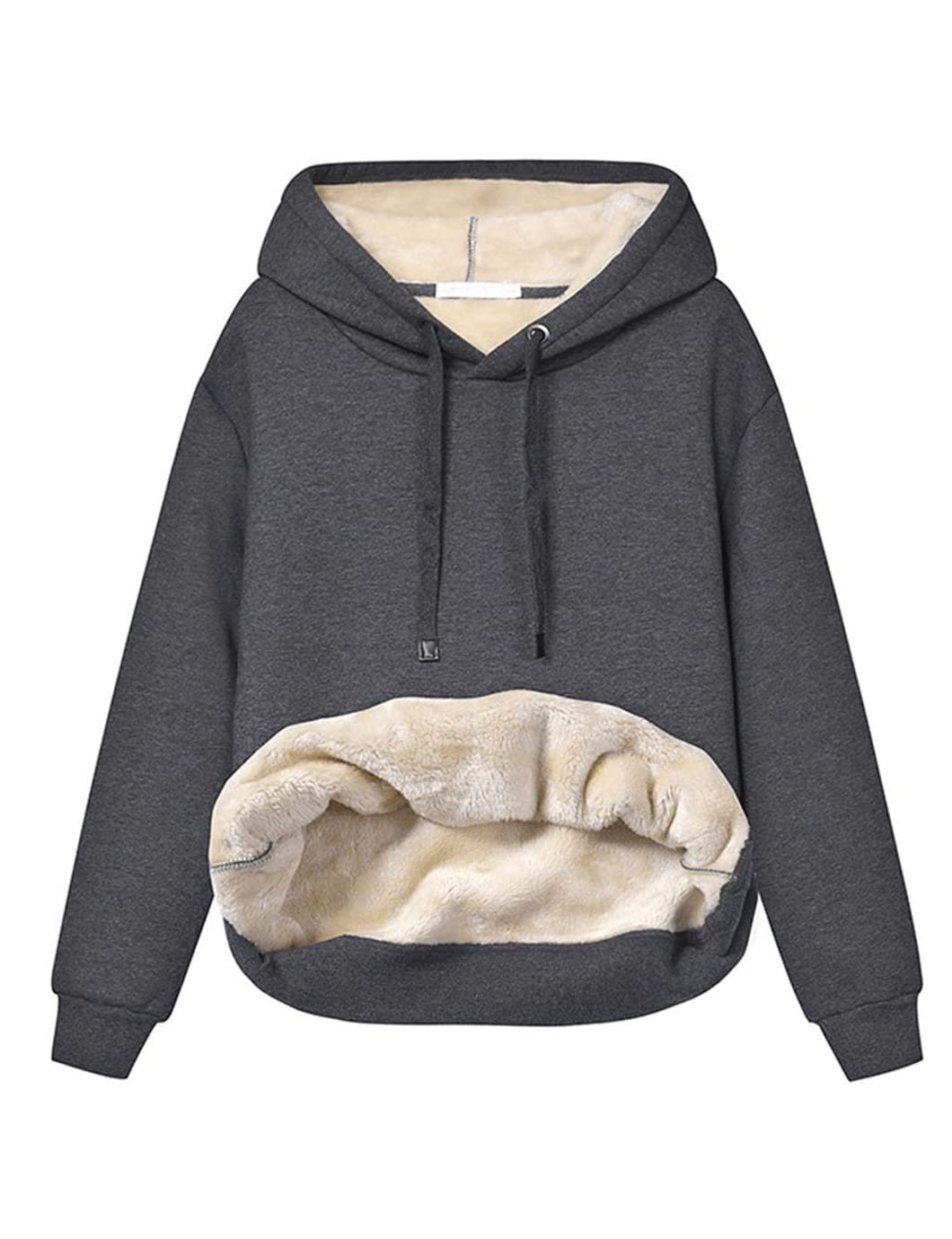 Lace-up detail at back of light blue jeans — Malajisi Womens Hooded Sweatshirt Fleece Sherpa Lined Hoodies Winter Causal Loose Fit Pullover