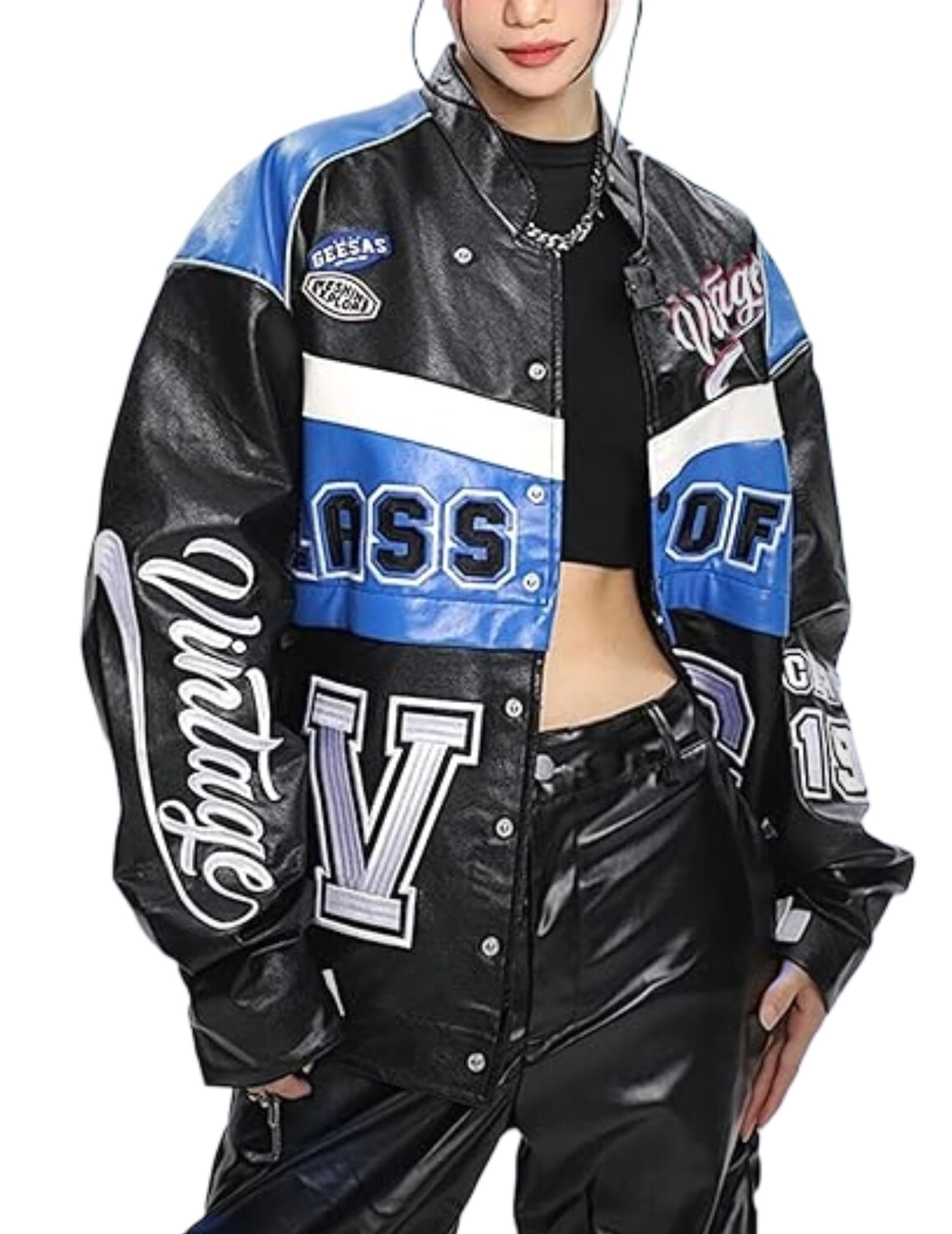 Khaki shorts with two front patch pockets — Vamtac Leather Racing Varsity Jackets Oversized Vintage Letterman Racing Bomber Coat Trendy Streetwear