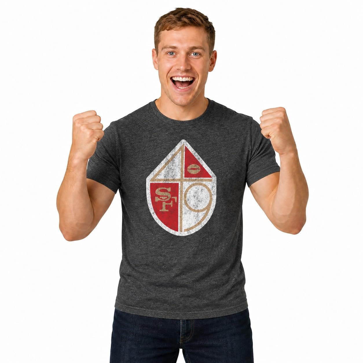 The schedule said casual; T-Shirt heard camera-ready — Campus Colors NFL Officially Licensed Throwback Tee - Short Sleeve Unisex T-Shirt