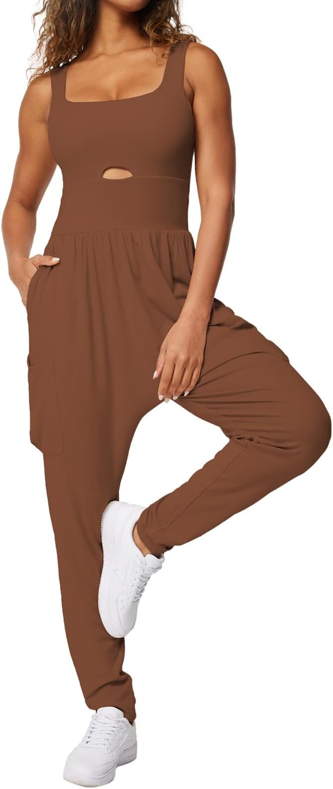 Nine floors in my baggy harem era — Casei Jumpsuits for Women Casual Summer Rompers Sleeveless Loose Strap Baggy Overalls Yoga Harem Jumpers with Pockets