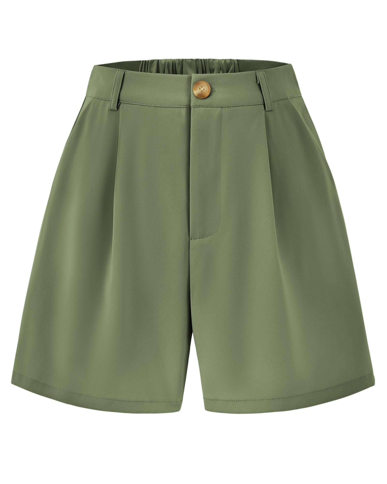 Front knot sitting right on the sage waistband — Kirundo Shorts for Women Dressy Casual Summer High Waisted