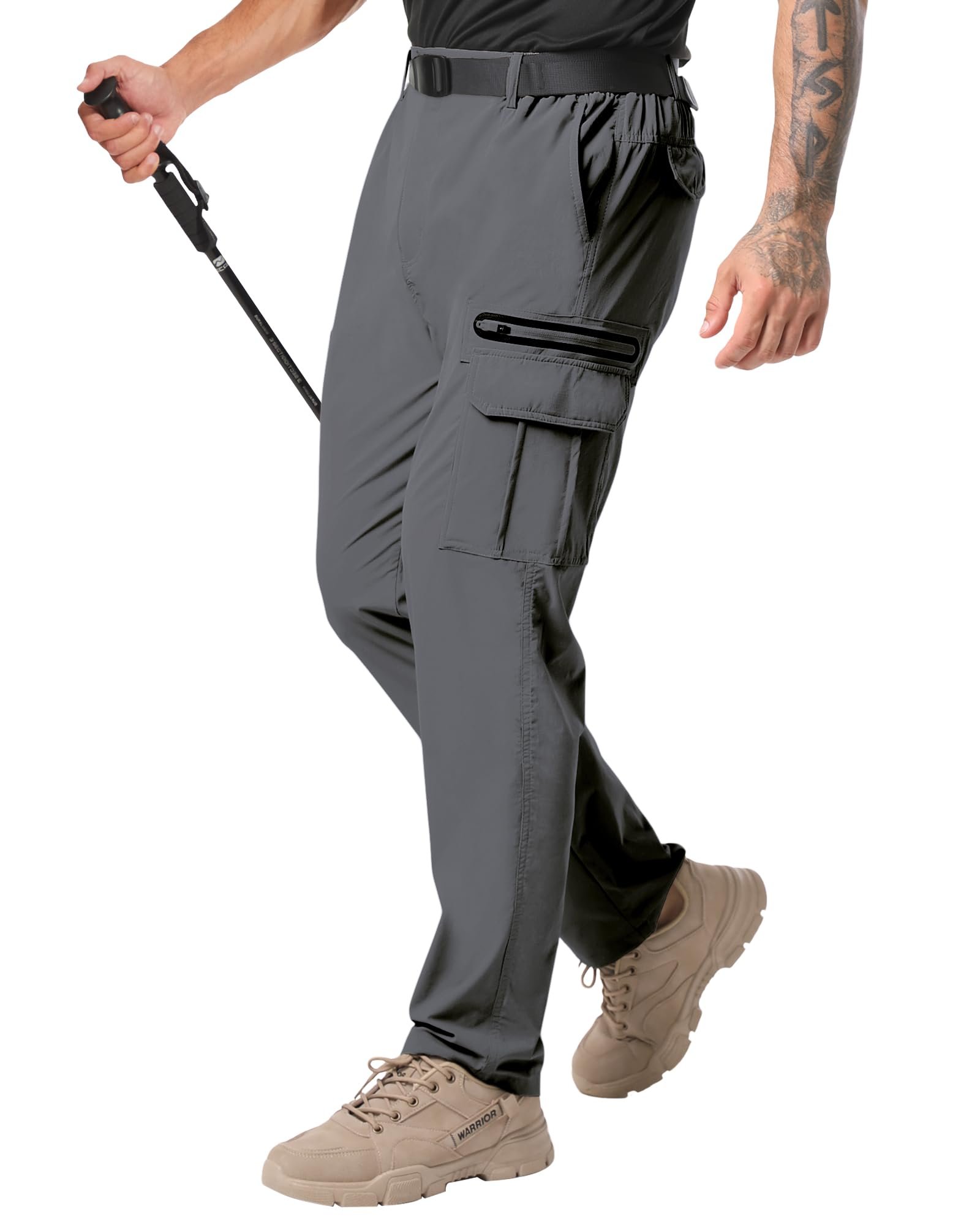 Elevator check: stars, stripes, zippers — Natuvenix Hiking Pants Men Lightweight Mens Travel Pants Water Resistant