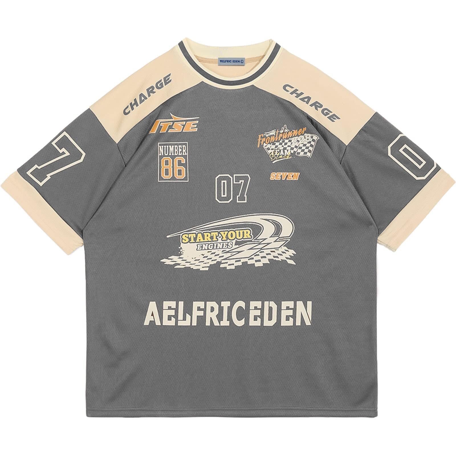 Heather grey flares stacked over white sneakers — Aelfric Eden 90s Oversized T Shirts Unisex Graphic Jersey Printed Casual Tees Streetwear Vintage Summer Top Tshirt