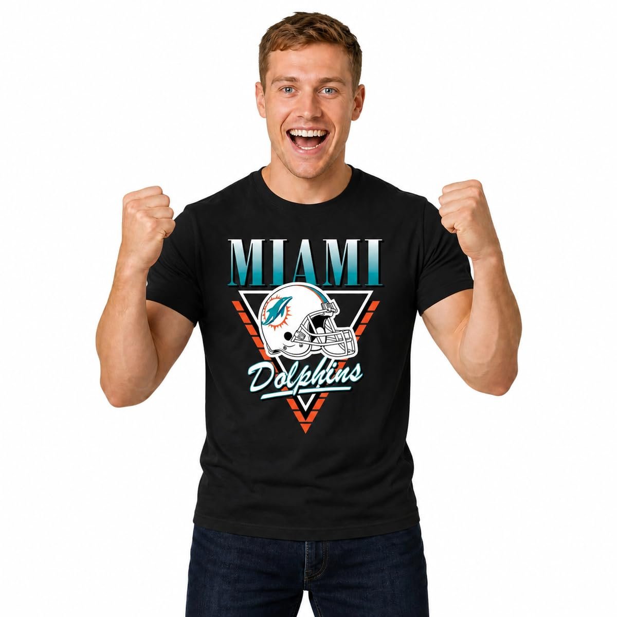 I told T-Shirt a joke. It was in stitches — Campus Colors NFL Officially Licensed Retro Triangle Cotton T-Shirt Unisex Men Women
