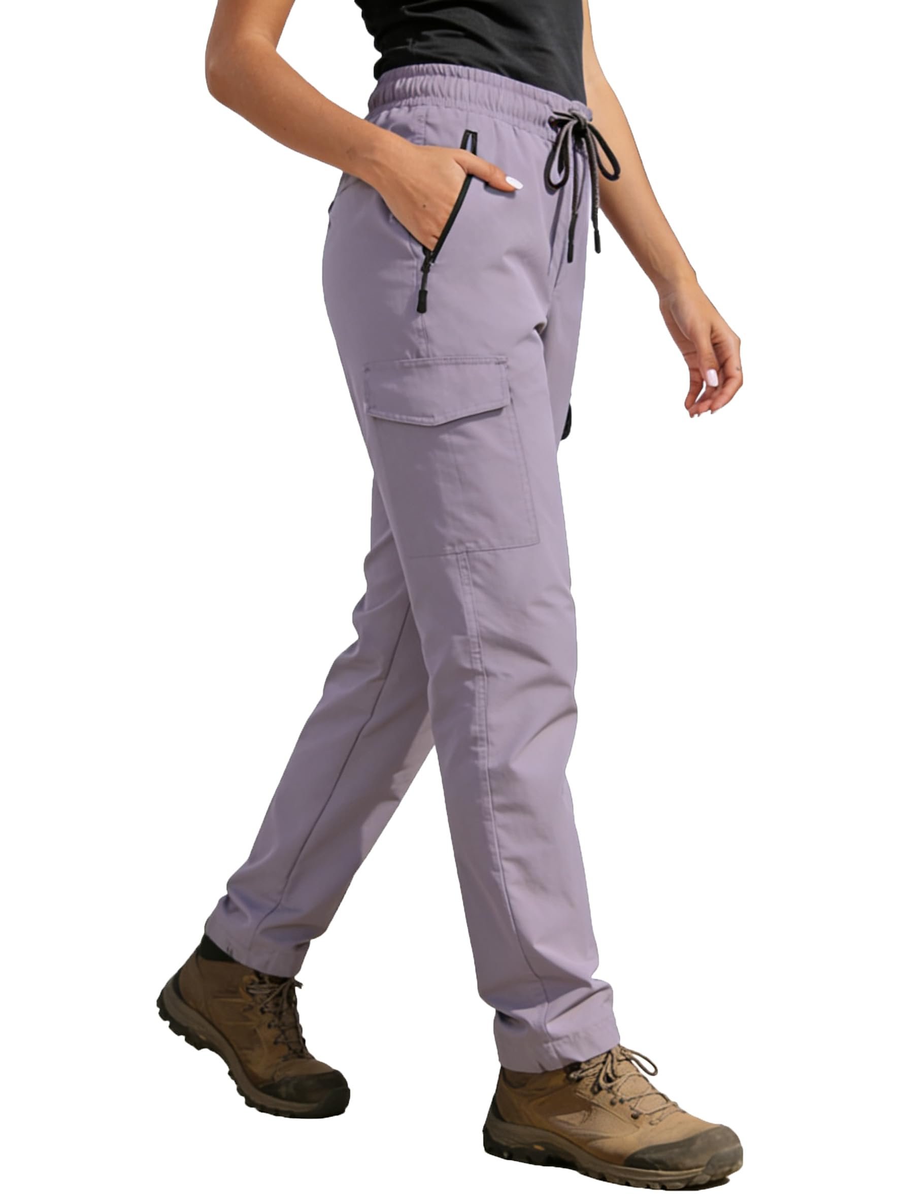 Building today's look from Cropped Sweatshirt outward — Agvng Hiking Pants Women UPF 50+ Cargo Quick Dry Water Resistant Lightweight