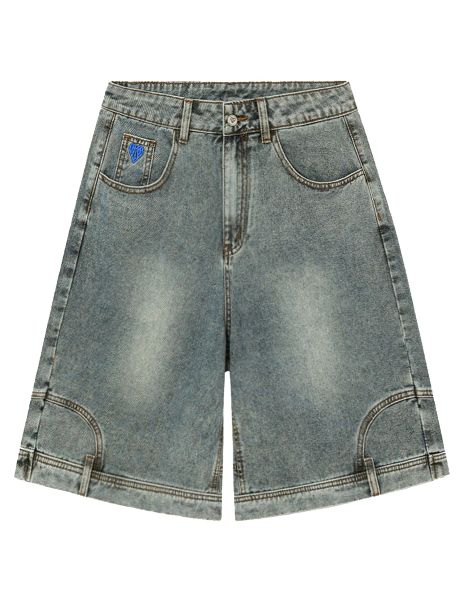 Partly cloudy, fully styled in Shirt — Aelfric Eden Washed Reverse Jorts Mens Casual Denim Shorts Loose Fit Baggy Jean Short Streetwear Trendy Outfits