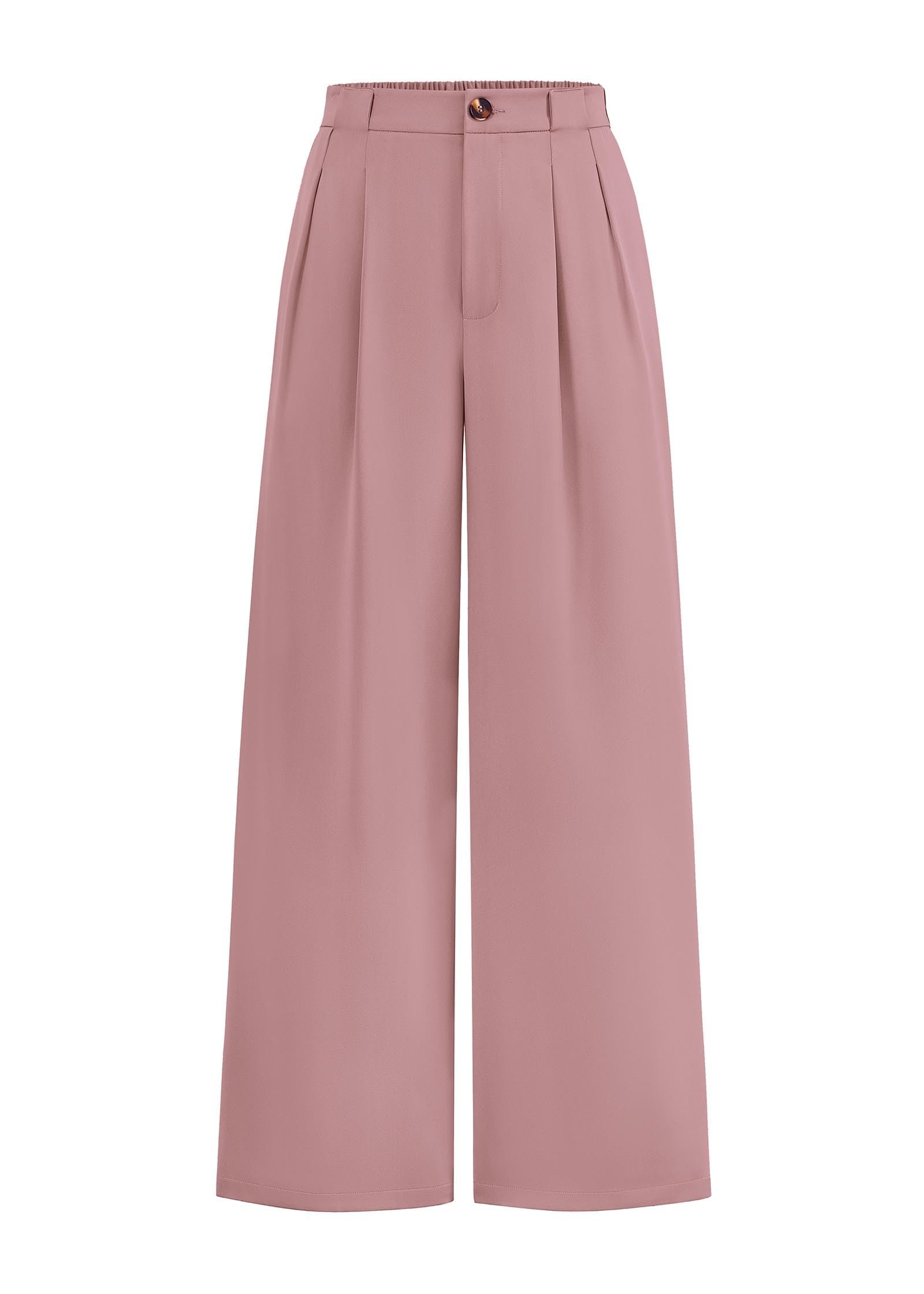 Ruffled cuffs at the wrists of the bow cardigan — Kirundo Wide Leg Pants for Women 2026 Dressy High Waisted Button Trousers