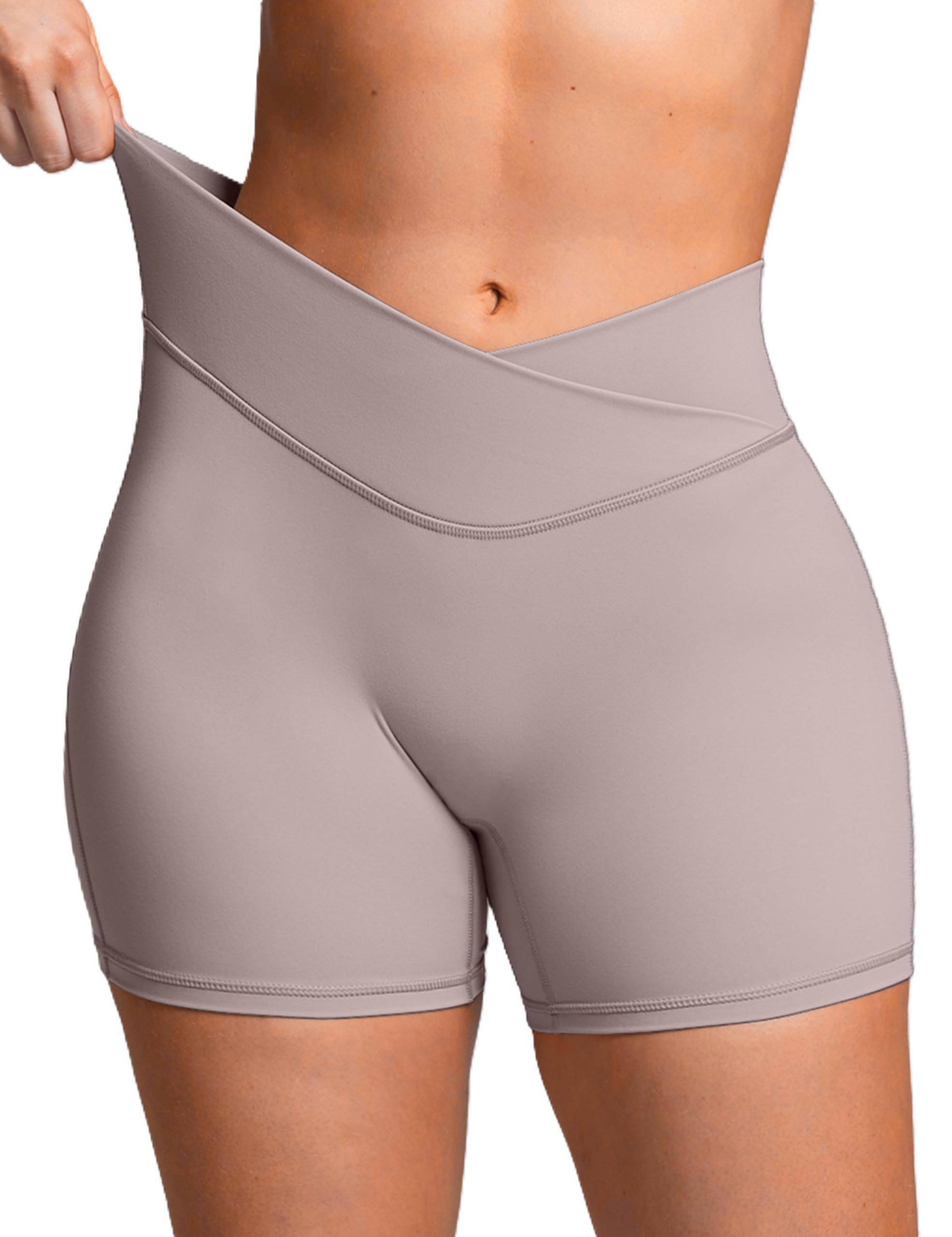 Jacket brought its own sunshine — Sogetdo Women's Booty V Cross Spandex Yoga Biker Shorts No Front Seam High Waisted Butt Lifting Athletic Gym Workout Shorts S725-Carbon Dust-M