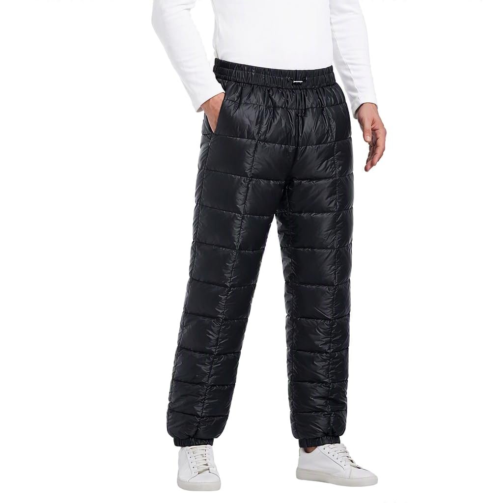 The noon mirror said yes to this stack — Tumjay Down Pants, Men's Winter Warm Loose Utility Puffer Pants, Outdoor Insulation Compression Ski Snow Pants