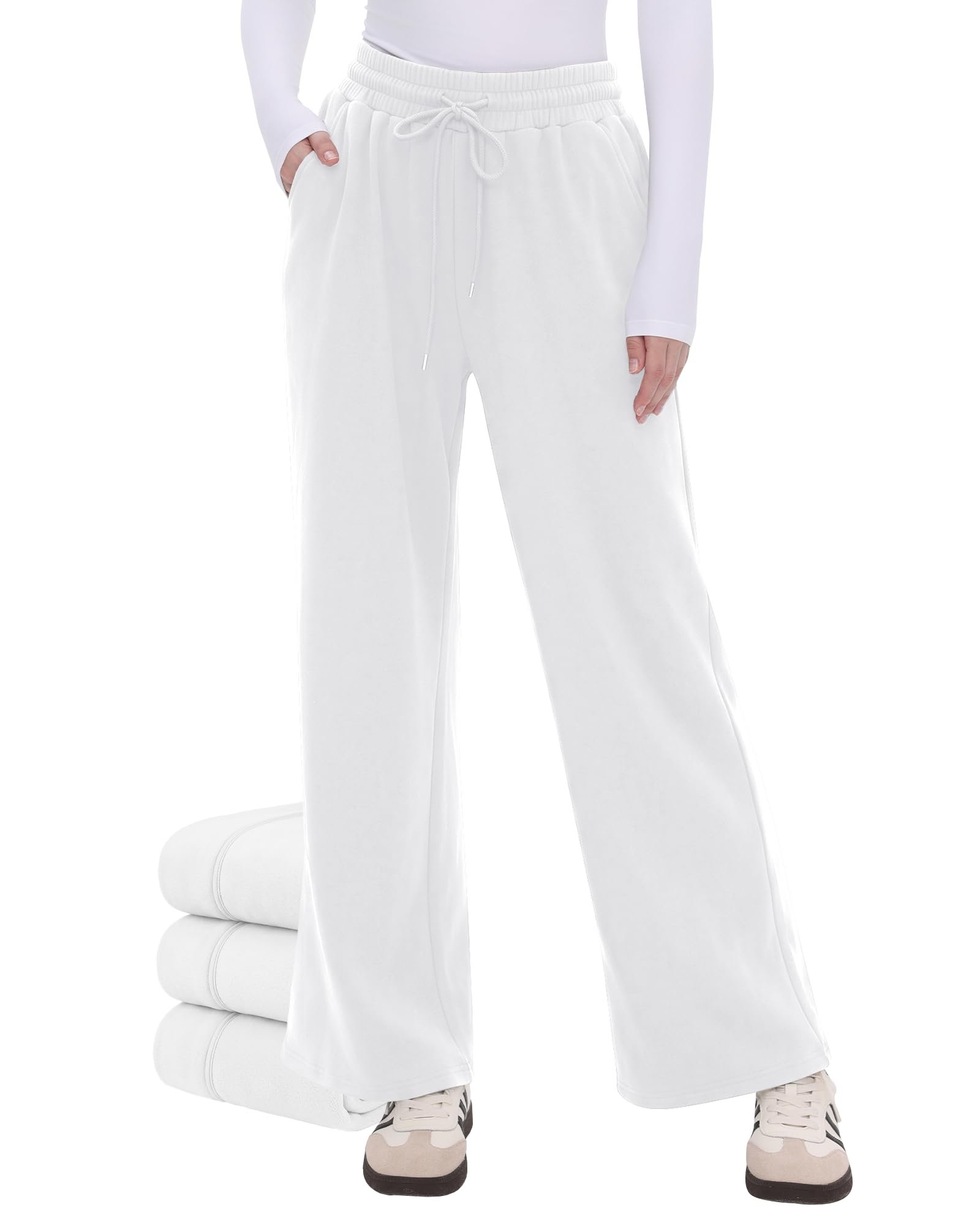 Fit check: Lightweight Jacket chose the whole mood — Campsnail Womens Fleece Lined Wide Leg Sweatpants - Winter Warm Thermal Sweat Pants