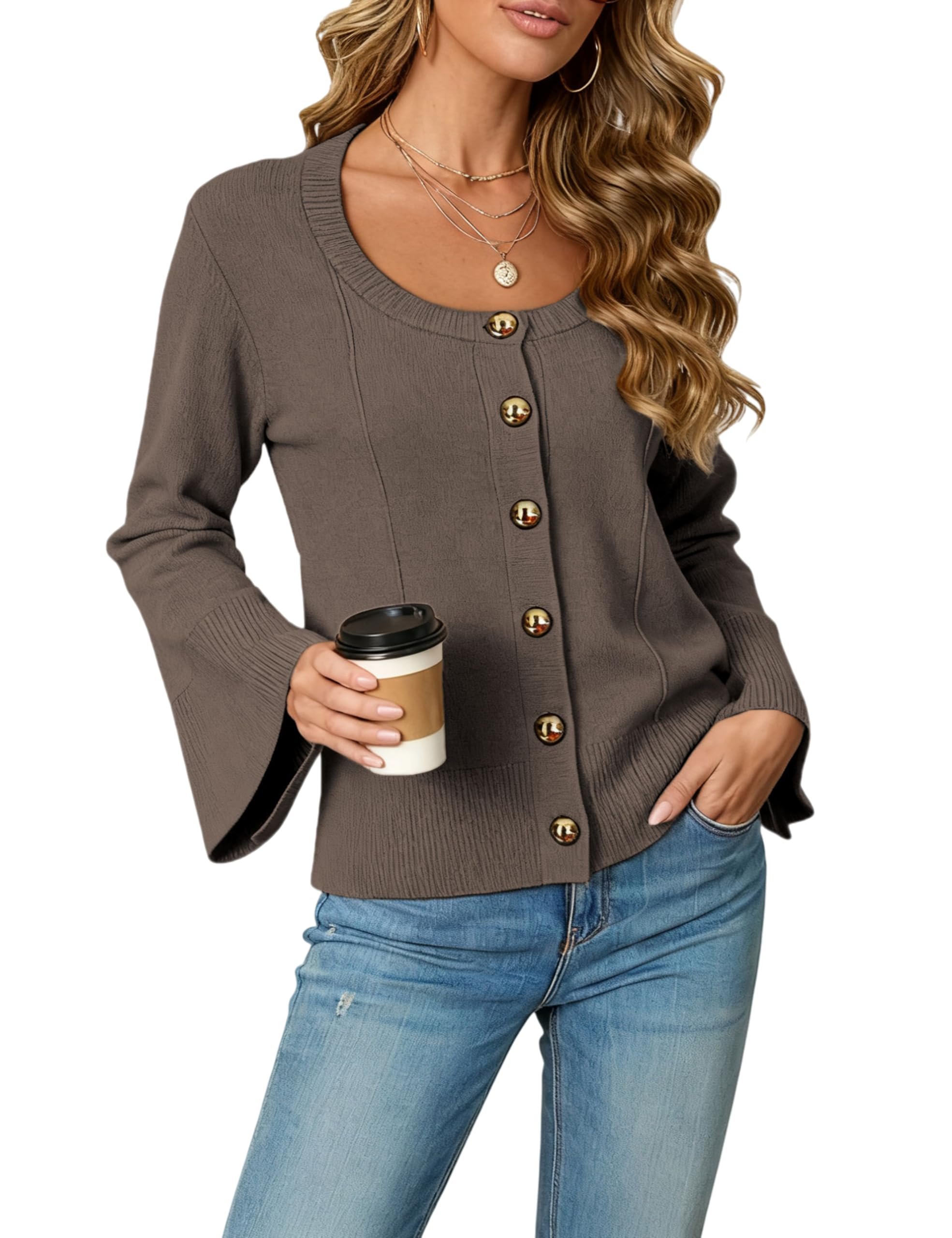 Closet called. Lightweight Jacket picked up — Seetaa Women's Lightweight Knit Cardigan Open Front Long Sleeve Sweater
