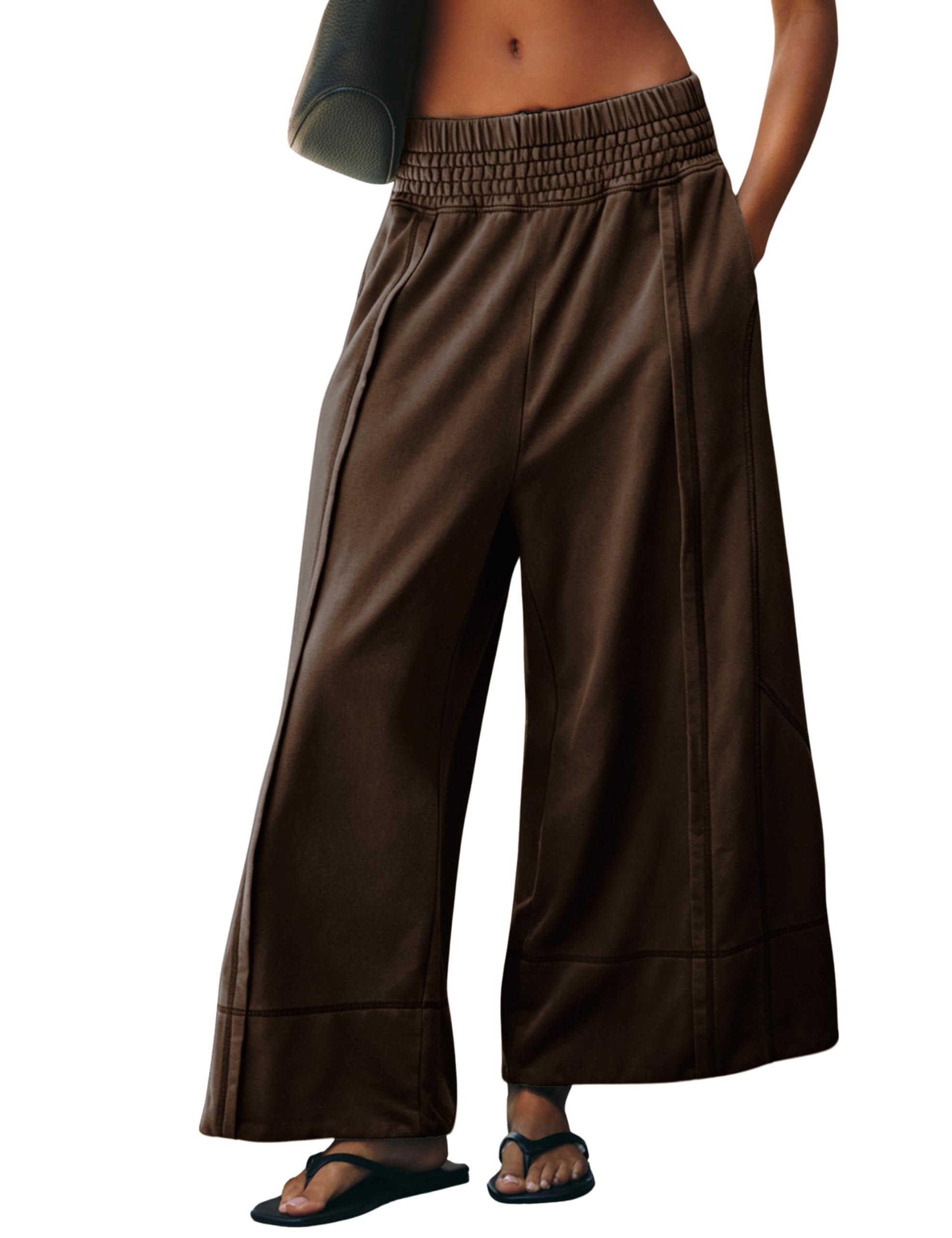 Fit check: Jacket chose the whole mood — Tanming Womens Wide Leg Pants Daily Lounge Palazzo Sweatpant
