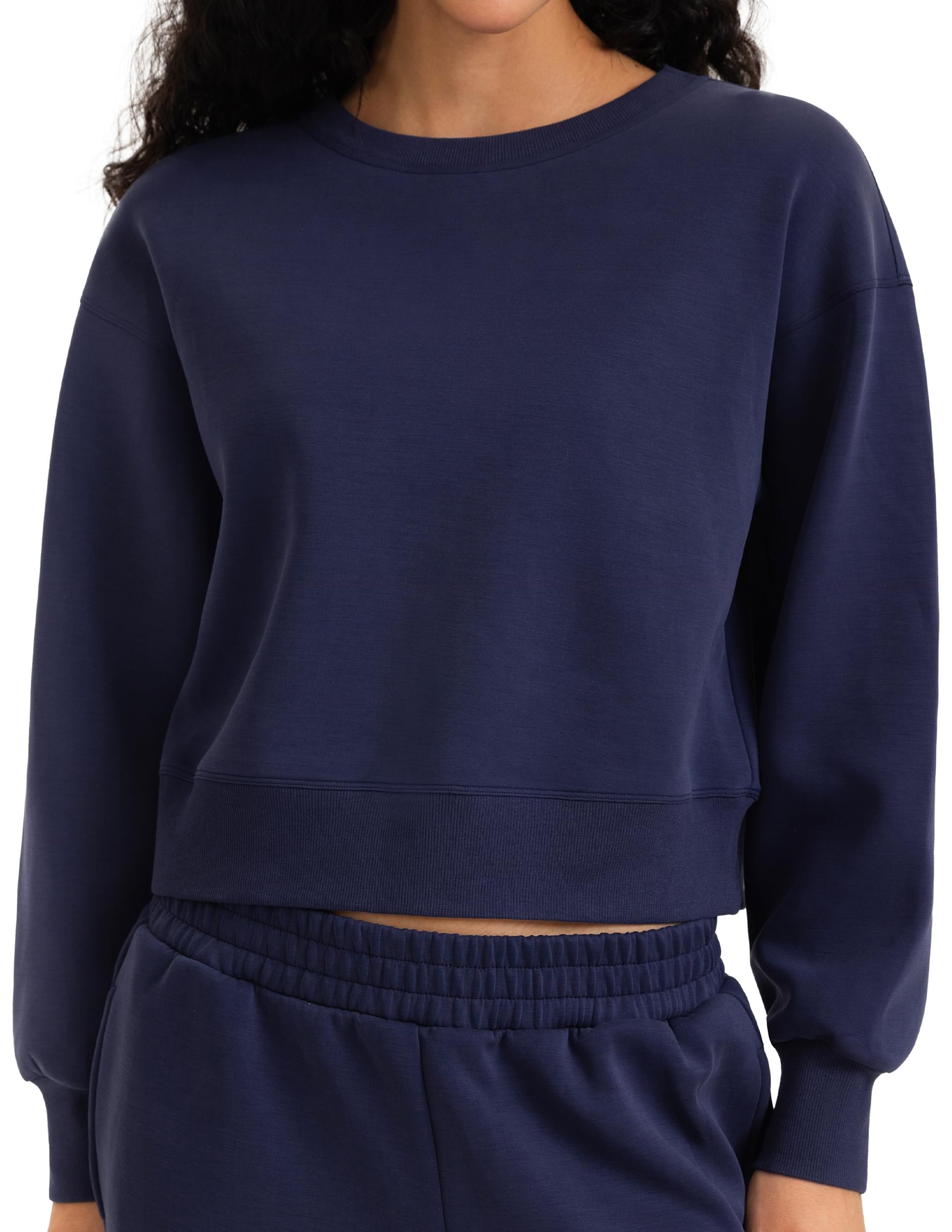 Black square sequins layered on small rounds — Colorfulkoala Velvra Modal Fleece Lined Pullover - Women's Soft & Warm Lounge Sweatshirt, Stylish Winter Tops